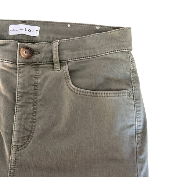 LOFT 28/6 Frayed Hem High Rise Skinny Crop Jeans Garden Green Cotton-Elastane - Picture 3 of 8